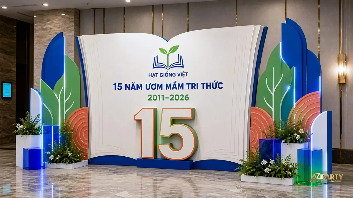 Khu chụp ảnh 15 năm Hạt Giống Việt tạo hình cuốn sách mở