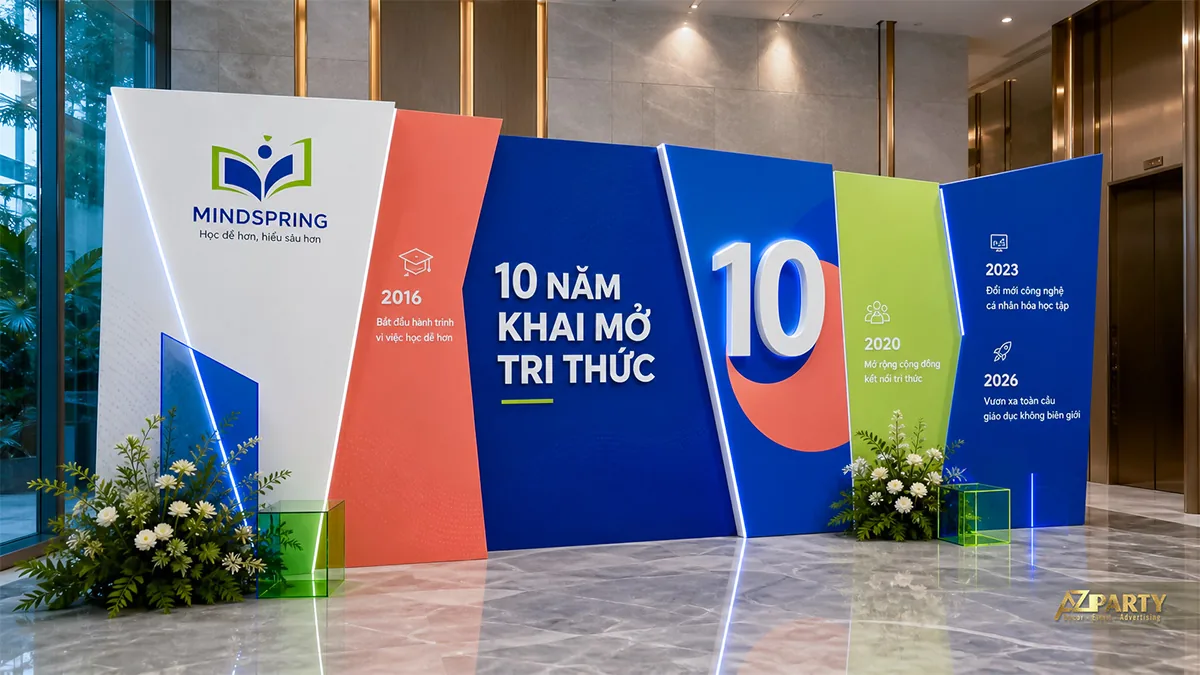 Photobooth 10 năm Mindspring kể hành trình giáo dục qua các mảng màu