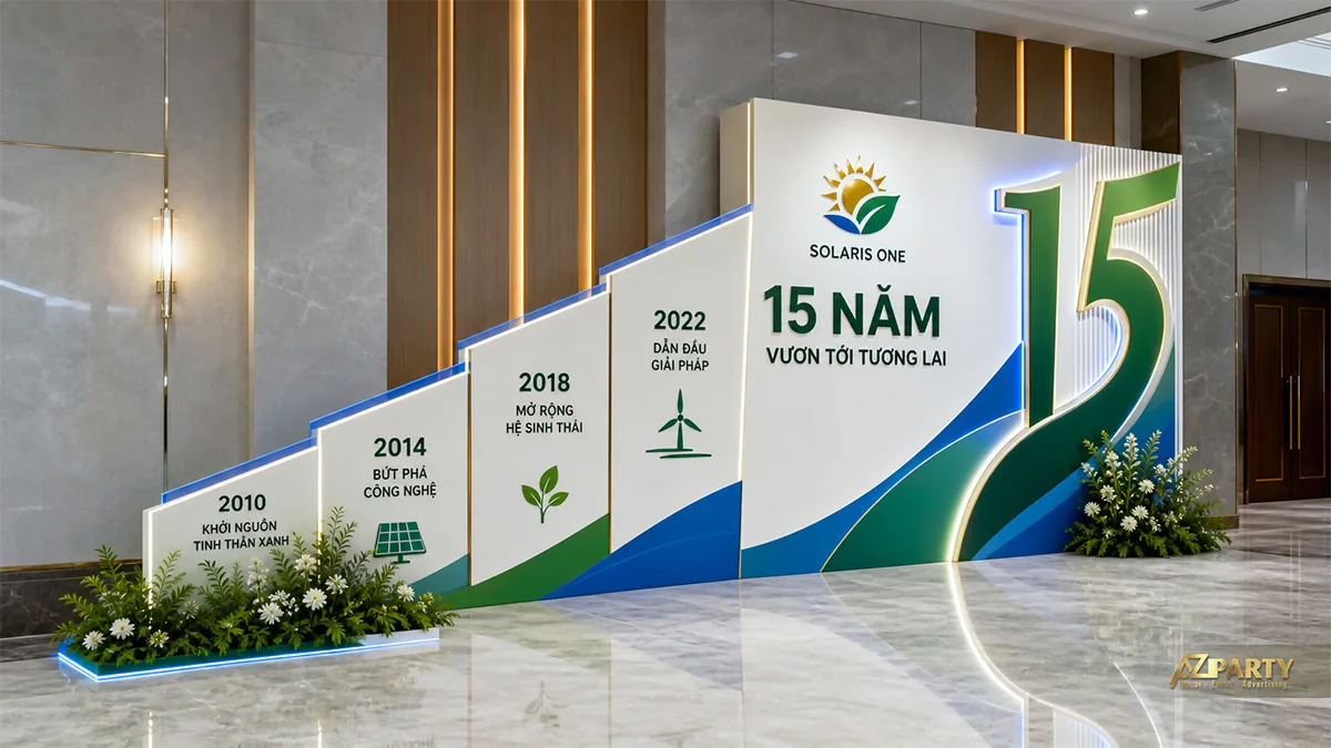 Khu check-in 15 năm Solaris One thể hiện các cột mốc năng lượng xanh