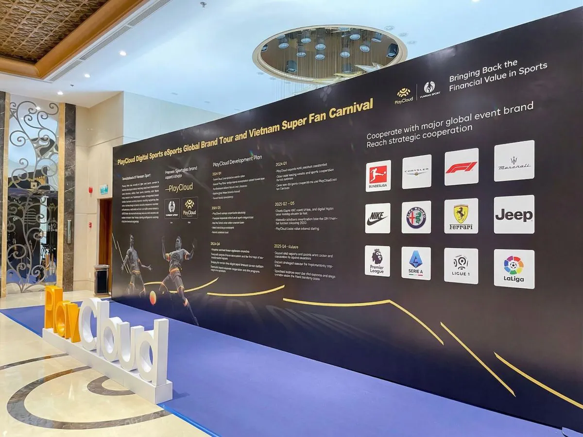Booth Playcloud Digital Sport (booth chính), góc chụp nghiêng