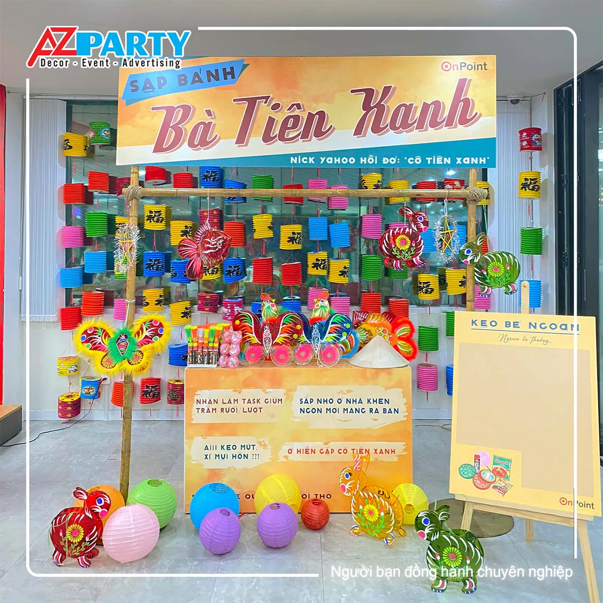 Góc trang trí Trung thu hoài niệm chủ đề Sập bánh Bà Tiên Xanh độc đáo tại OnPoint Vietnam