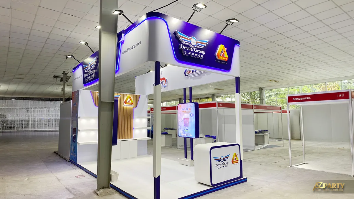 Góc tổng thể gian hàng triển lãm Deeve Group và Tân Sao Á tại VIETAGROS 2026 nhìn từ bên trái