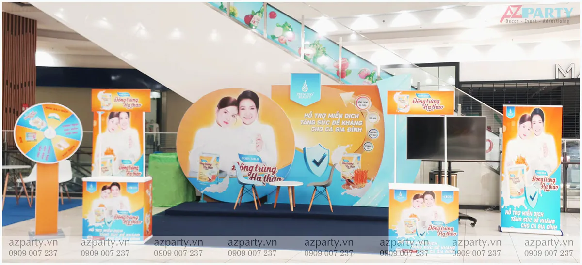 Mẫu thiết kế booth sự kiện ra mắt sữa Coby Milk Đông trùng Hạ thảo tại trung tâm thương mại