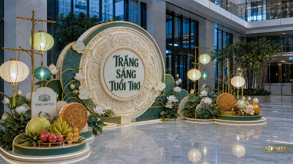 Mâm cỗ dưới vầng trăng chạm hoa văn