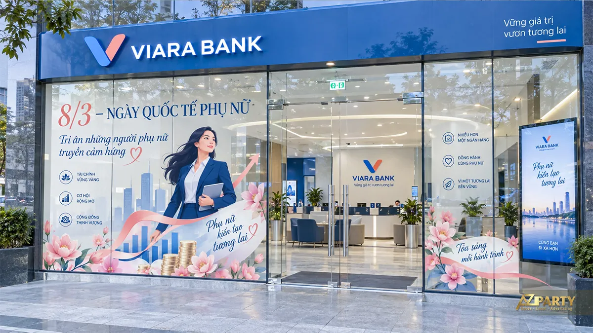 Kính ngân hàng xanh hồng với nữ nhân viên, đồng xu và biểu đồ tăng trưởng