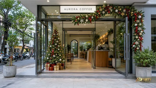 40 ý tưởng trang trí Noel quán cà phê từ mặt tiền đến góc ngồi