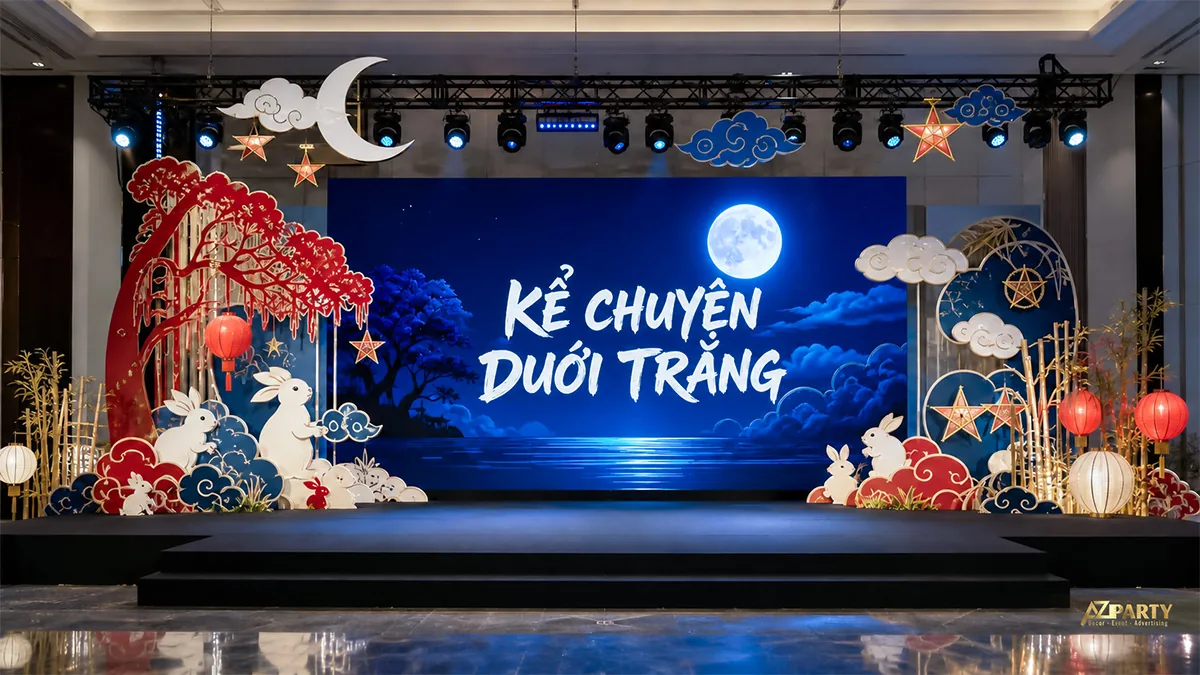 Sân khấu cá chép đỏ xanh quanh màn hình