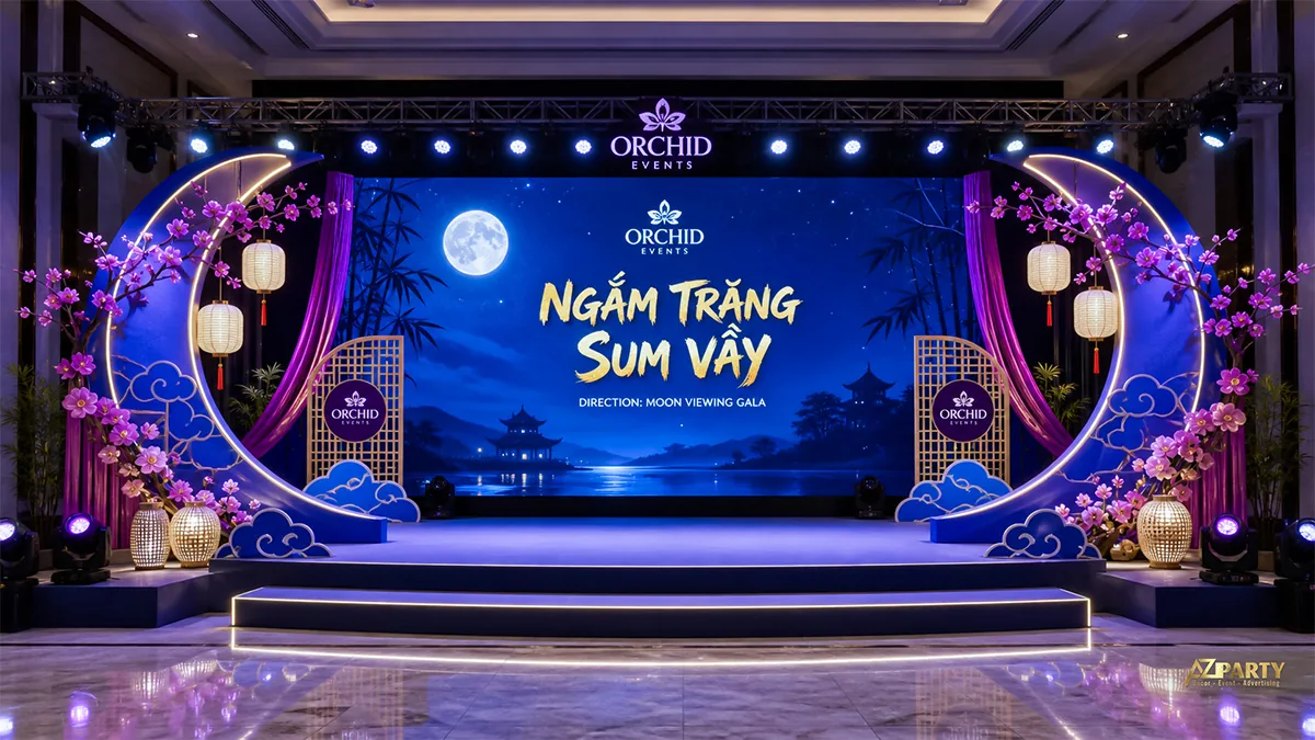 Sân khấu tím hồng có chị Hằng và trăng