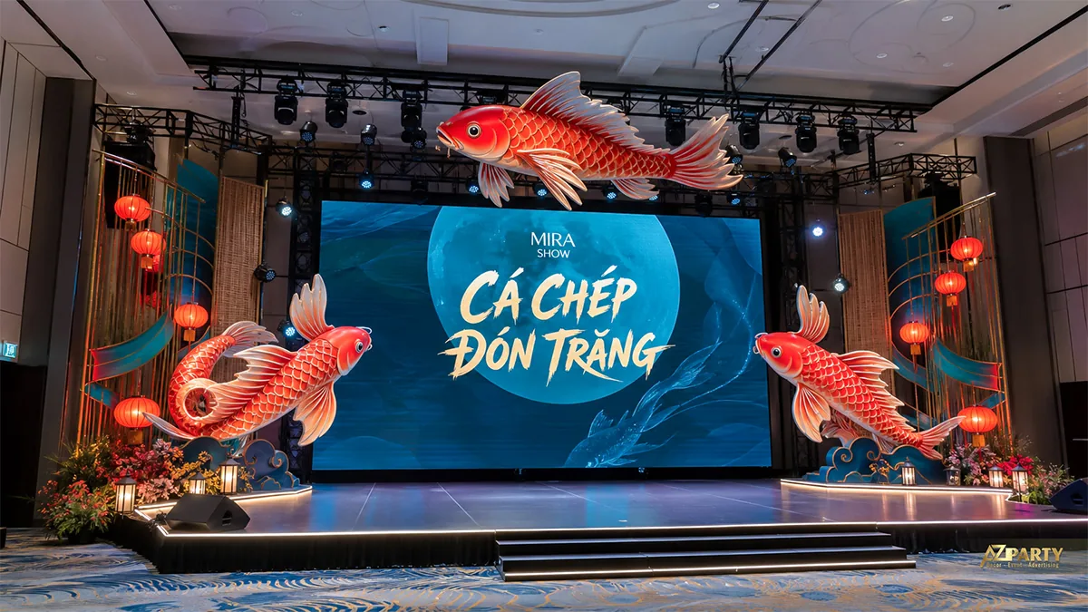 Sân khấu cá chép đỏ cùng lồng đèn