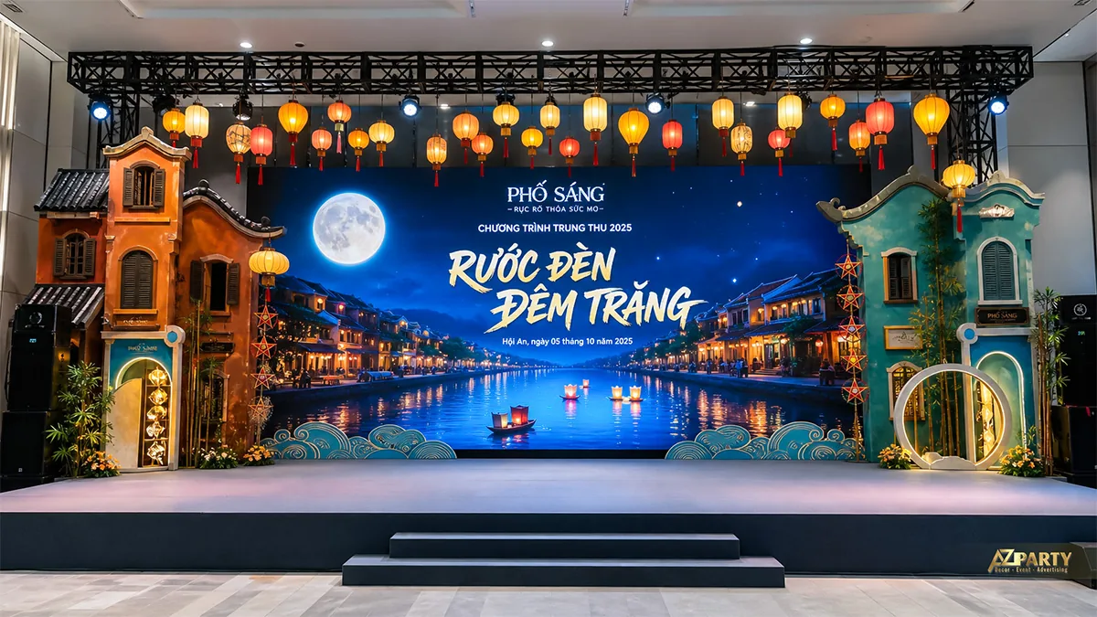 Sân khấu phố đèn hai bên màn hình