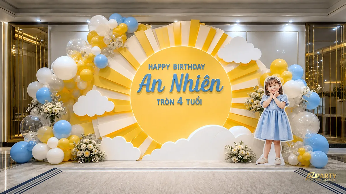 Phông nền màu vàng nhiều lớp với điểm nhấn mặt trời