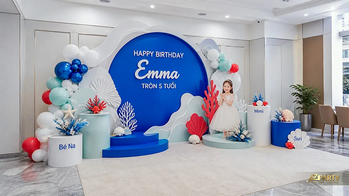 Mẫu nàng tiên cá xanh đậm với nhân vật và cụm bóng