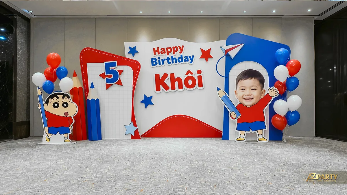 Phông Shin đỏ trắng xanh theo phong cách truyện tranh