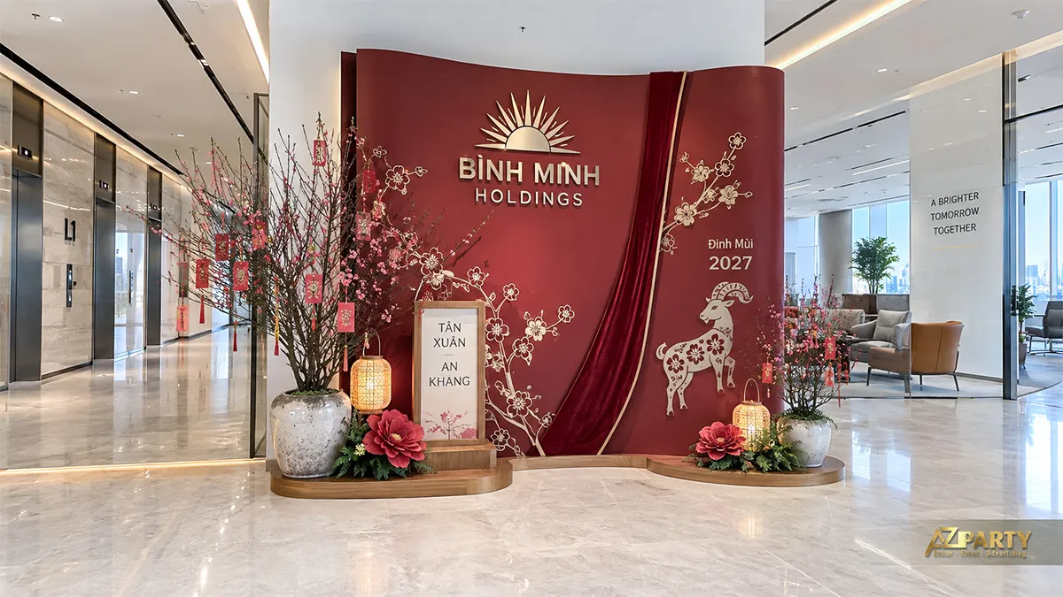Backdrop nhung đỏ tại sảnh Bình Minh