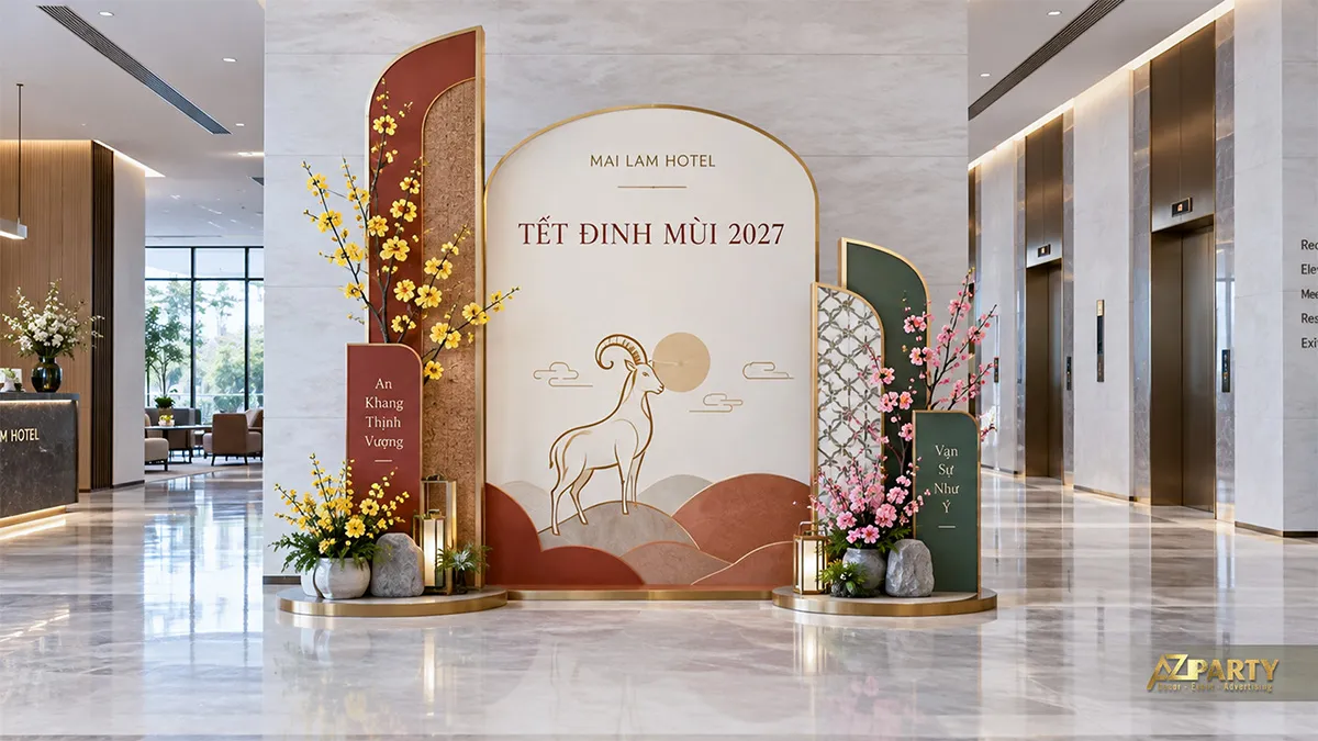 Backdrop cạnh thang máy
