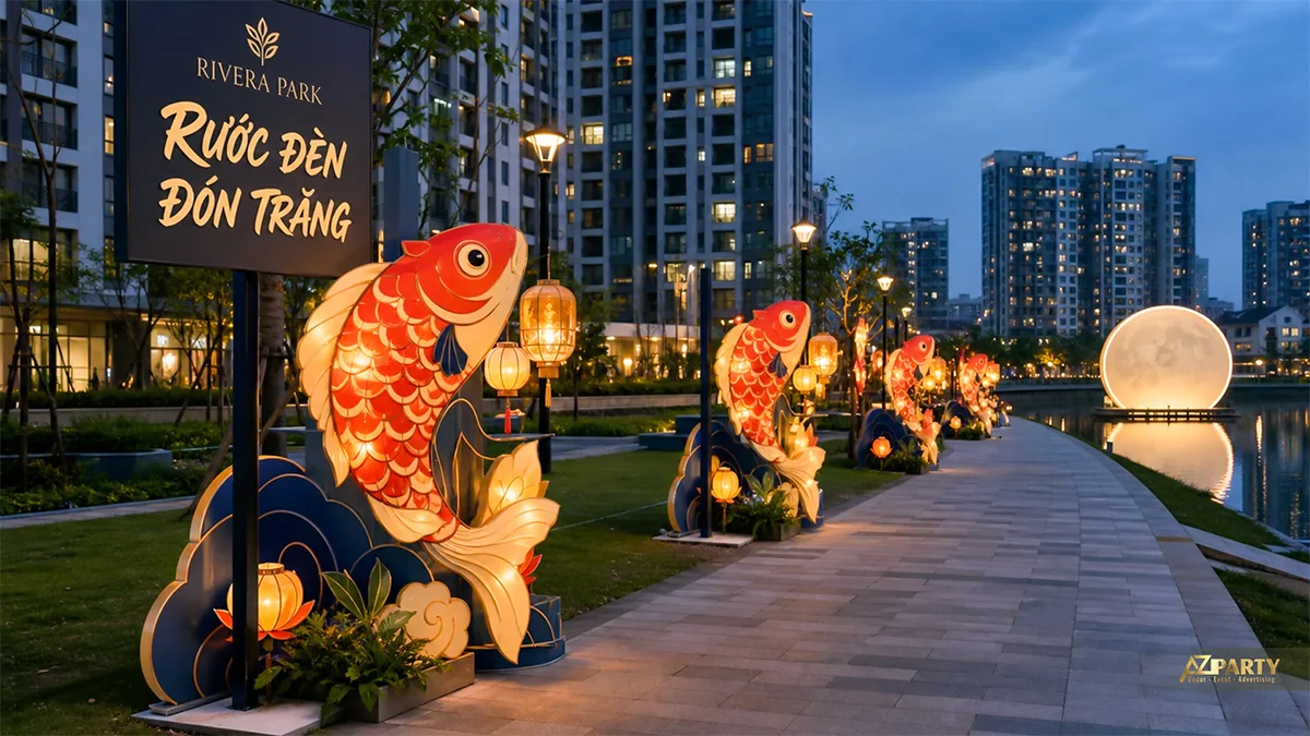 Tuyến cá chép và lồng đèn ngoài trời