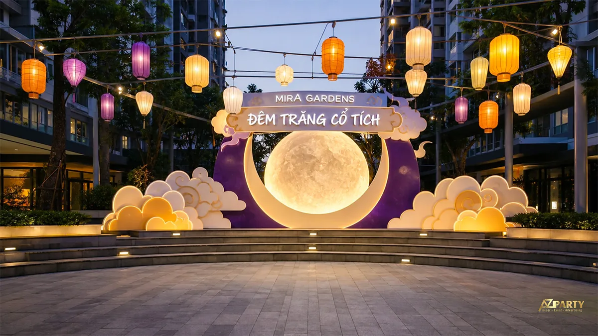 Sân khấu vầng trăng và mây ngoài trời