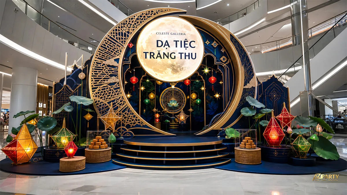 Đại cảnh dạ tiệc trăng thu xanh navy