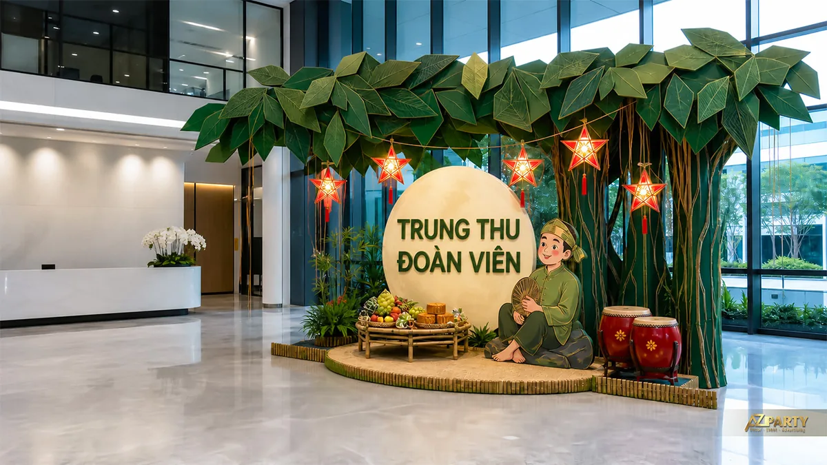 Rừng tre và đèn ông sao truyền thống