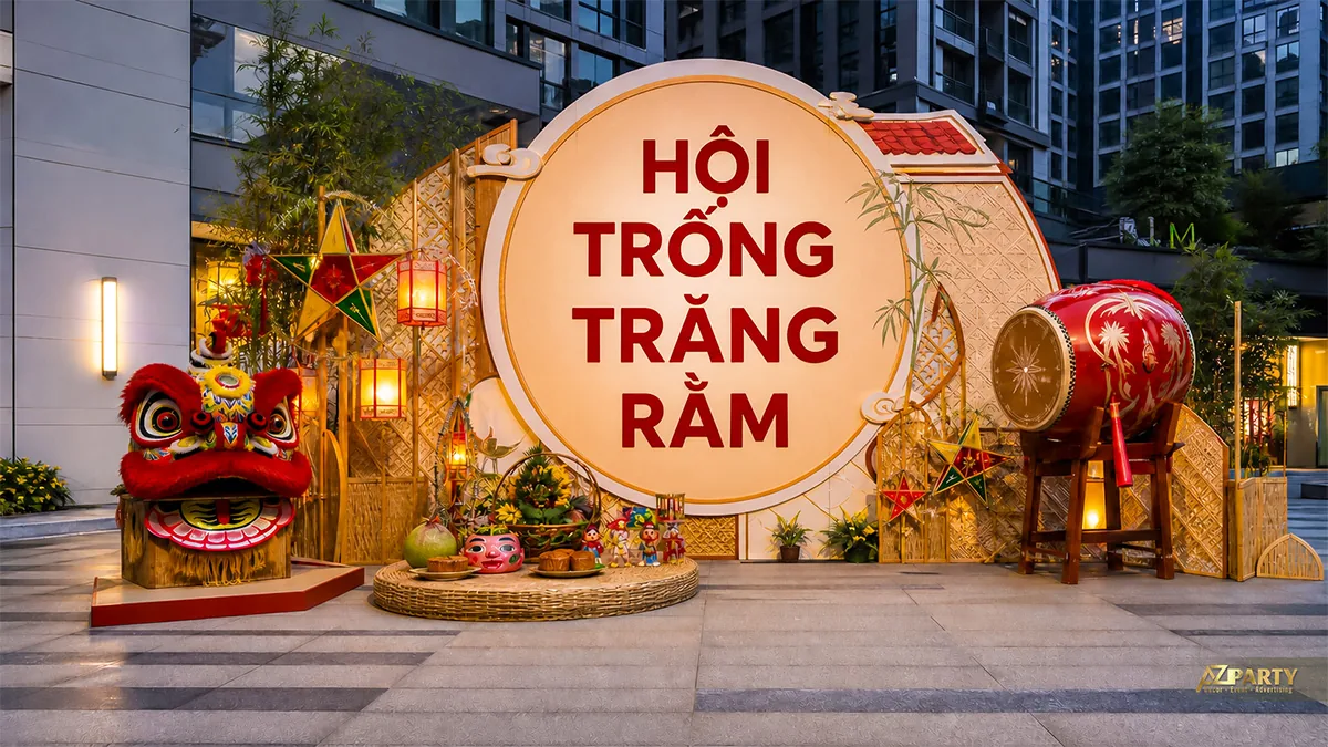 Lân trống hội trên nền vàng đỏ