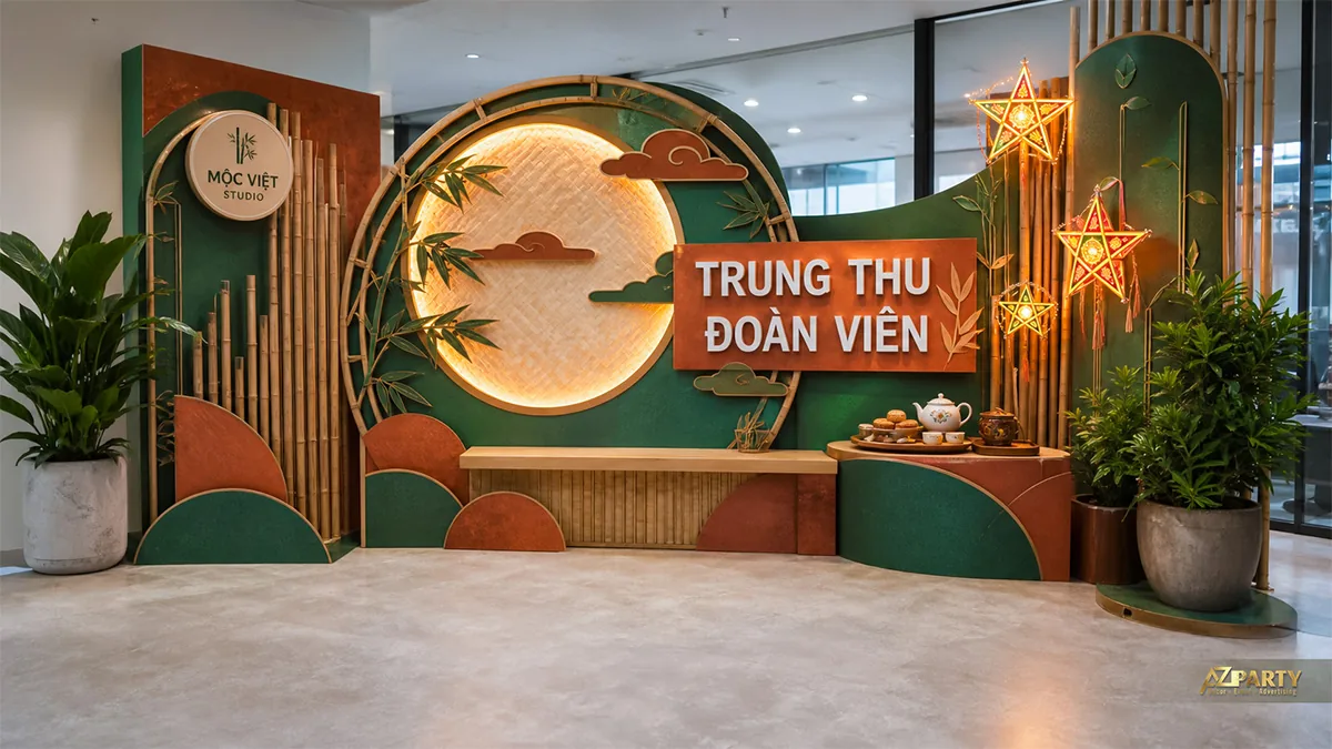 Tiểu cảnh trăng cam xanh bên cây nhiệt đới