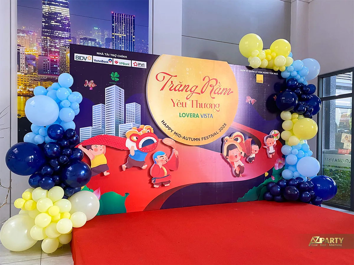 Backdrop Trung thu Yêu thương 2025 tại sảnh chung cư Lovera Vista