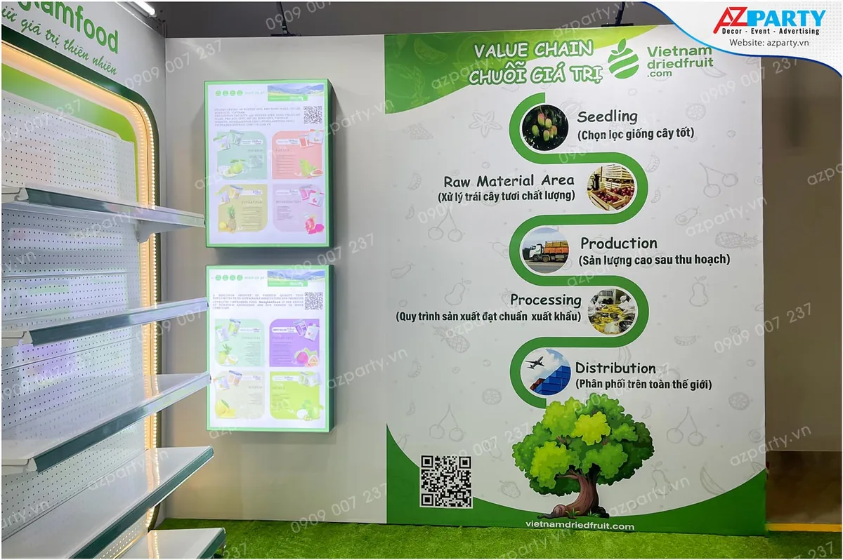 vách bên phải của gianh hàng với quy trình sản xuất bài bản