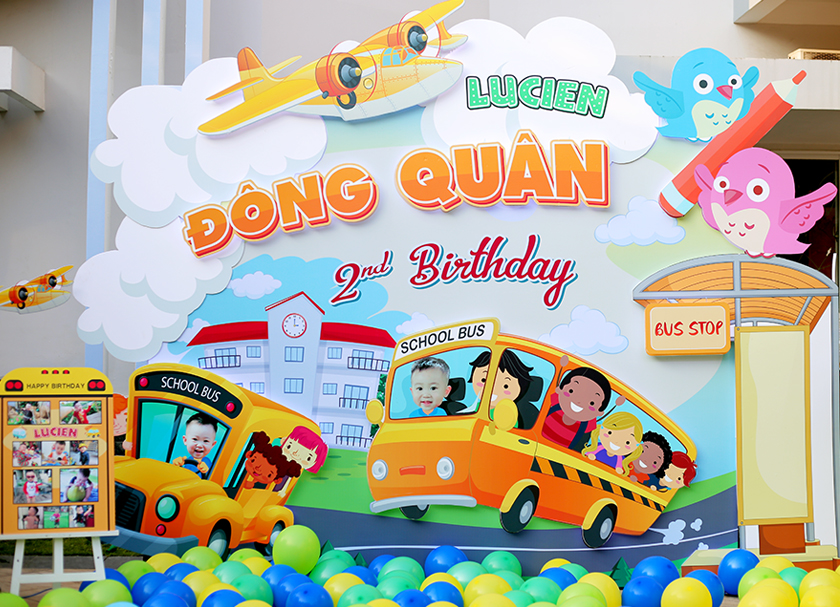 Tổ chức sinh nhật 2 tuổi cho bé Lucien- chủ đề School bus