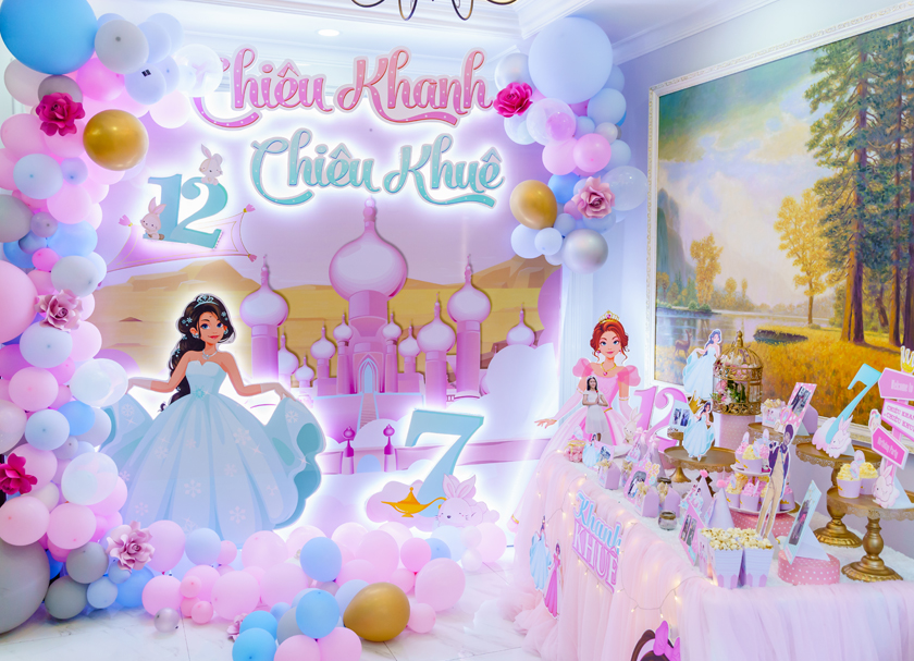 Trang trí sinh nhật Chiêu Khanh và Chiêu Khuê – chủ đề The fairytale princess