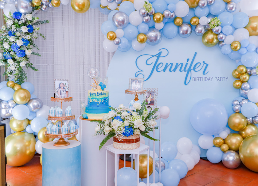 Trang trí sinh nhật bé Jennifer 11 tuổi – Tone Baby Blue