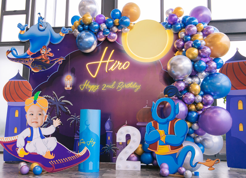 Trang trí sinh nhật bé Hiro - chủ đề Aladdin và cây đèn thần