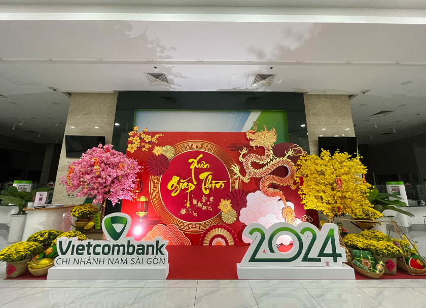 Ngân hàng Vietcombank rộn ràng đón tết Giáp Thìn 2024