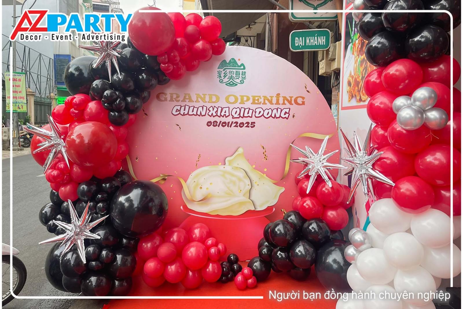 Backdrop khai trương dạng tròn 