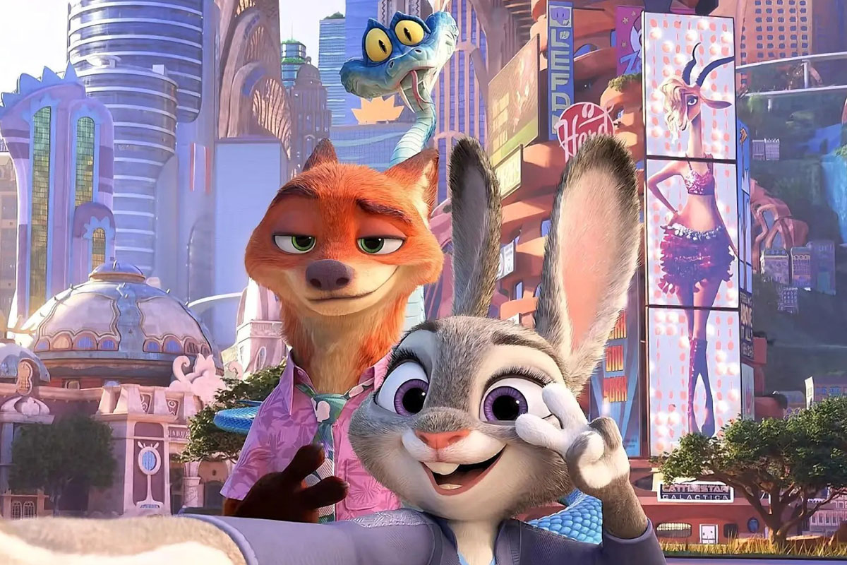 Nhân vật hoạt hình Cáo Nick và Thỏ Judy chụp ảnh dễ thương