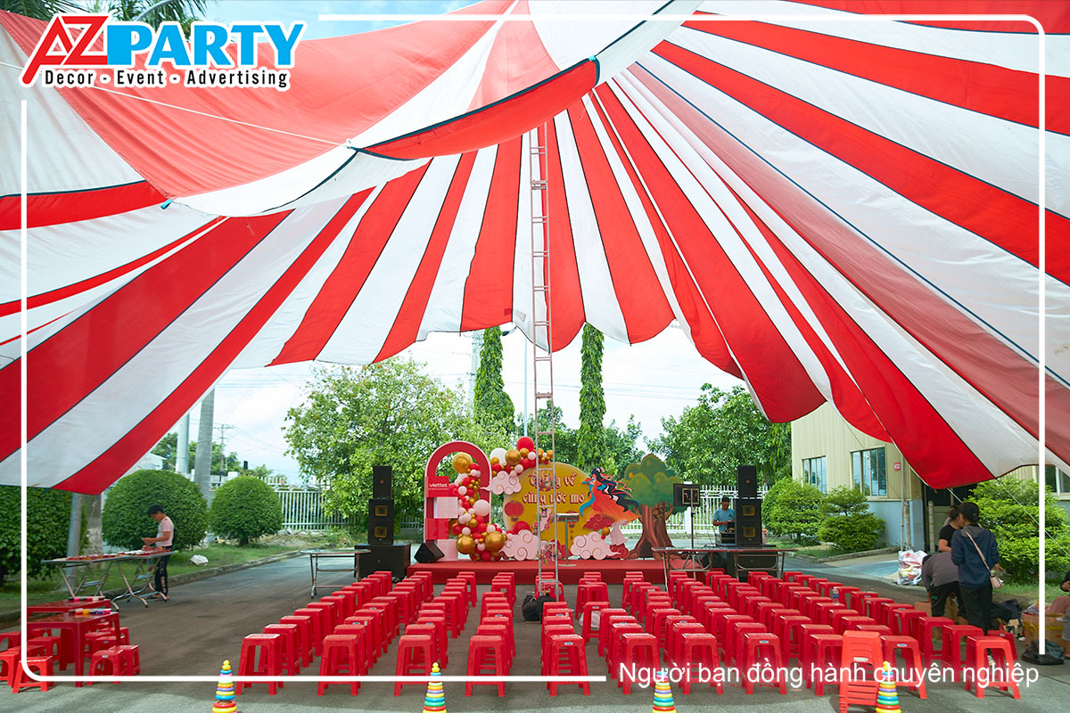 khu vực tổ chức tiệc trung thu tại nhà máy in Viettel (Củ Chi, TP.HCM)