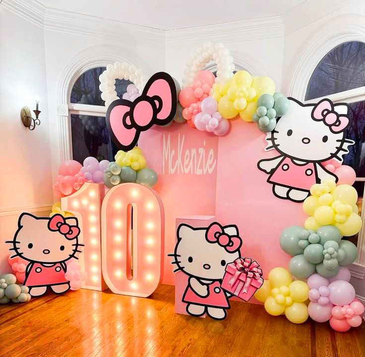 trang trí sinh nhật hello kitty cho bé 10 tuổi trong nhà