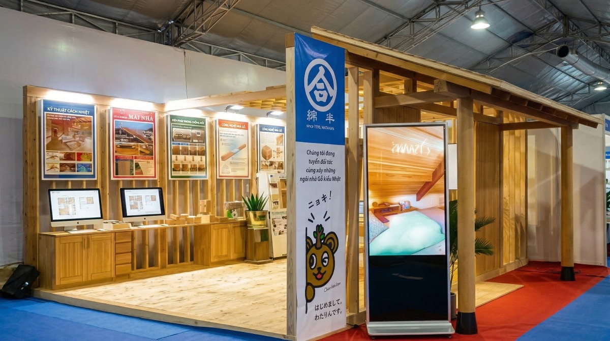 Góc chụp xéo của gian hàng