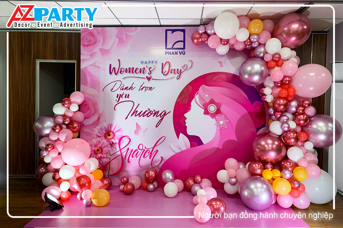 mẫu backrop tone màu tím, với line bóng hồng tím