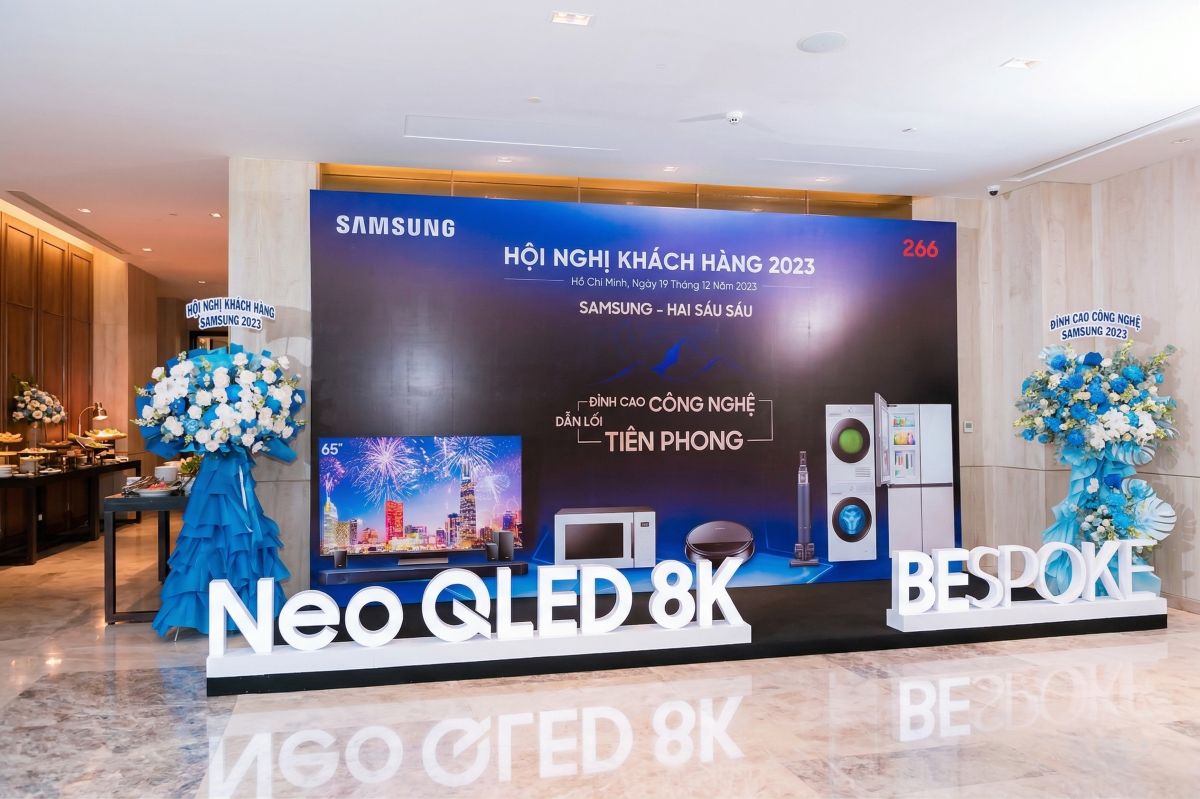 Photobooth tại hội nghị khác hàng của Samsung ra mắt các dòng sản phẩm của Bespoke Home