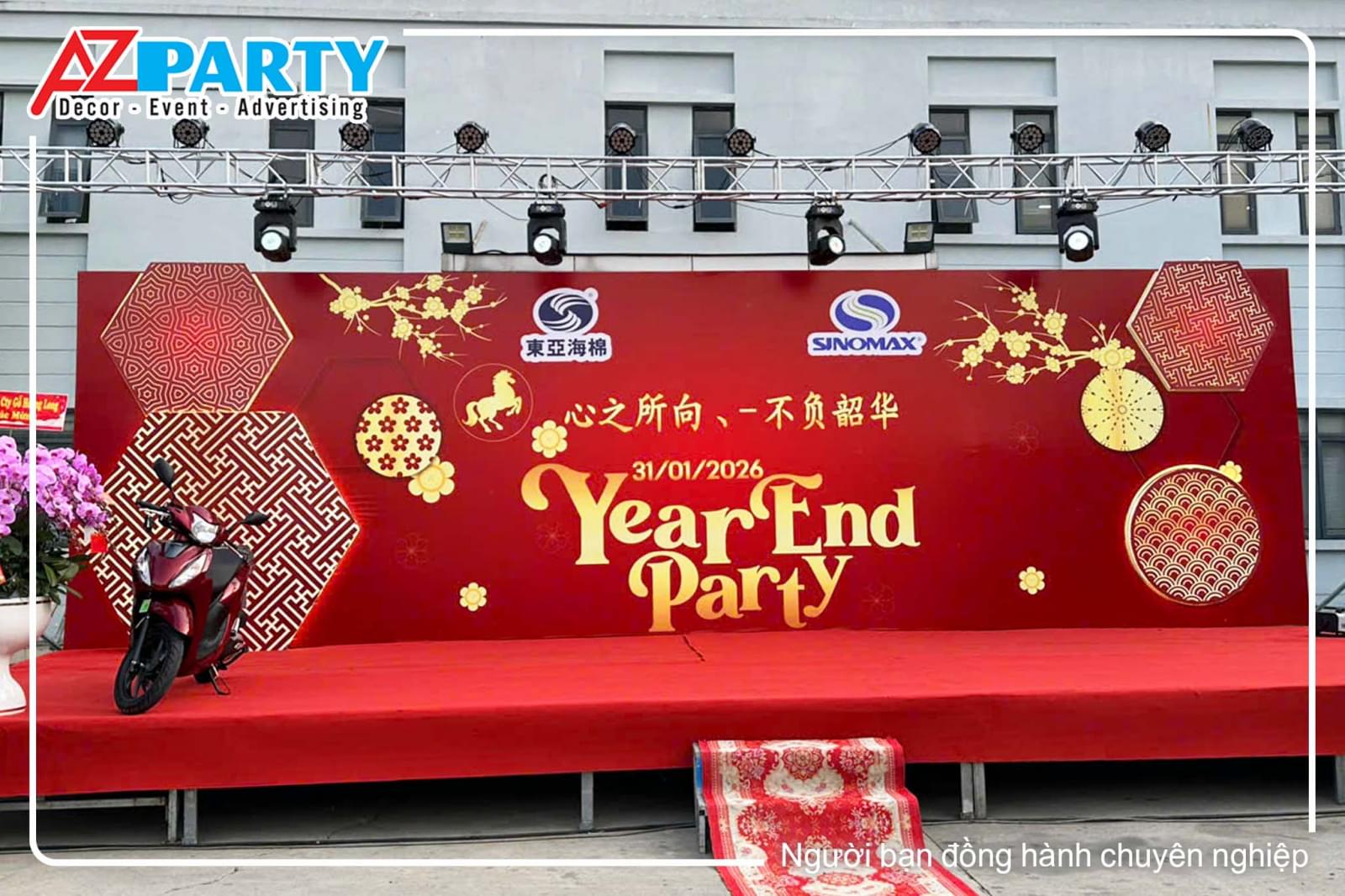 Mẫu backdrop YEP (Tất niên) sang trọng, hoành tráng tại sân khấu sự kiện YEP của Polymer Asia