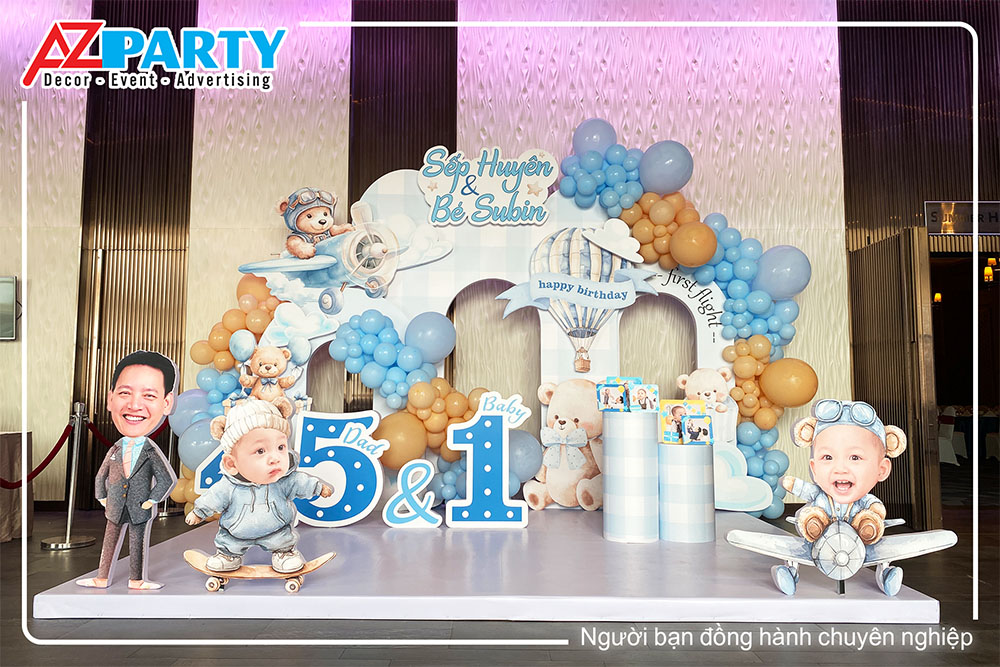 Backdrop sinh nhật concept phi công 