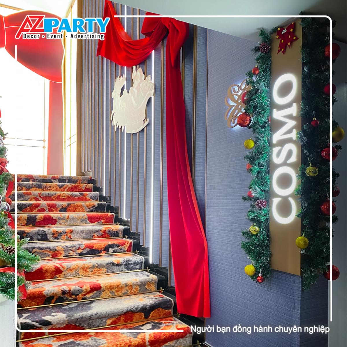 Trang trí noel khu vực cầu thang lung linh