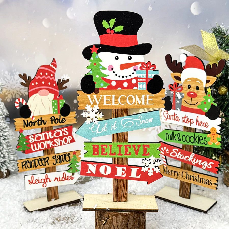 bảng gỗ chỉ dẫn decor noel 