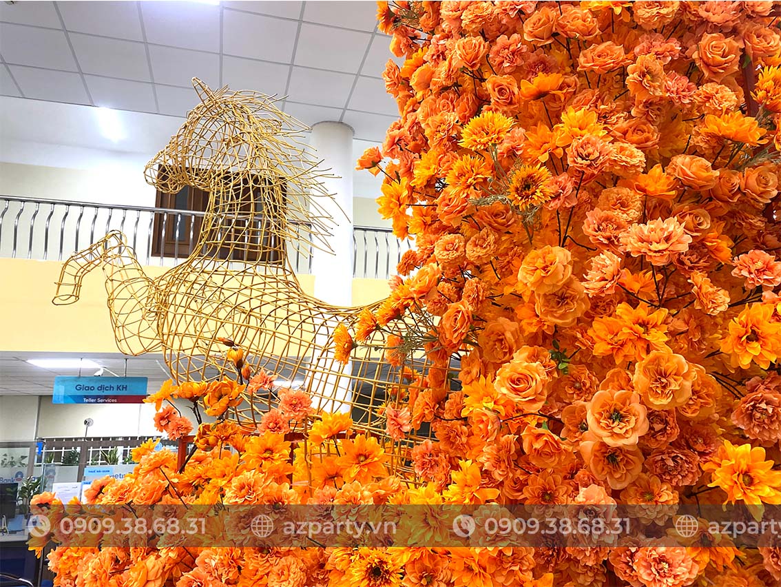 Tiểu cảnh tết 2026 linh vật ngựa ấn tượng