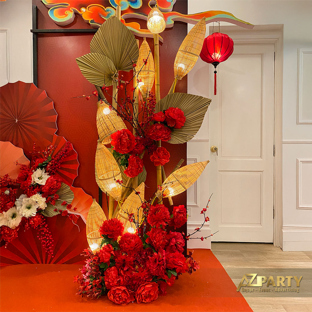 trang trí mây tre tiểu cảnh tết