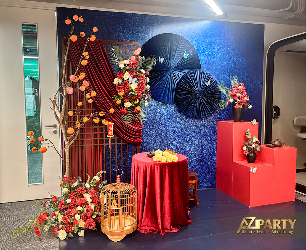 Tiểu cảnh Tết thanh lịch sang trọng phong cách Á Đông